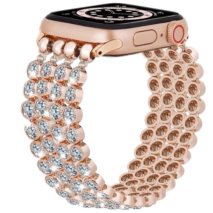 Crystal Diamond Bling CZ Silver Stretch Elastic Apple Watch