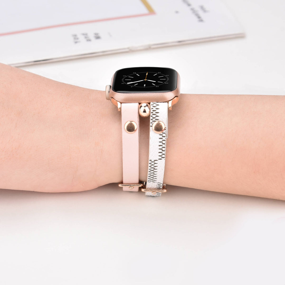 Damier Checkered Apple Watch Band Leather Strap