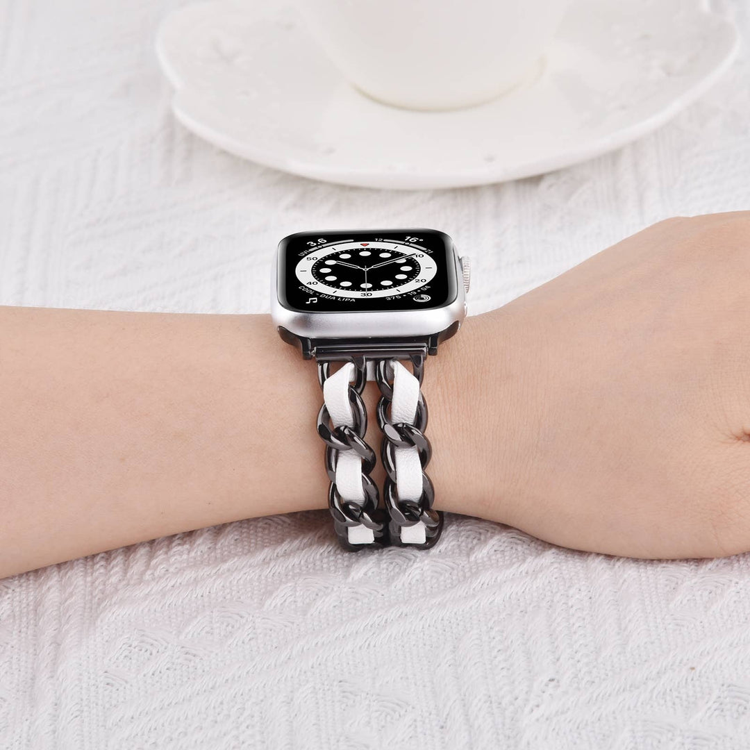 Braided Chain & Leather Apple Watch Band