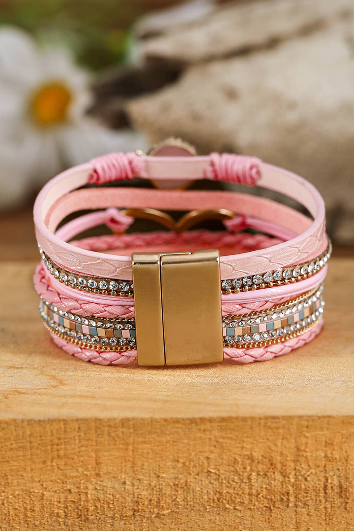 LDC Bohemian Heart Rhinestone Magnetic Buckle Bracelet