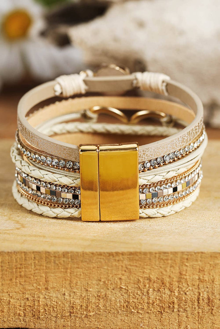 LDC Bohemian Heart Rhinestone Magnetic Buckle Bracelet