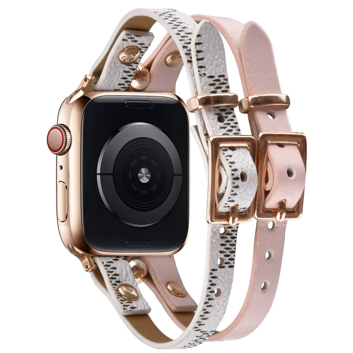 Damier Checkered Apple Watch Band Leather Strap