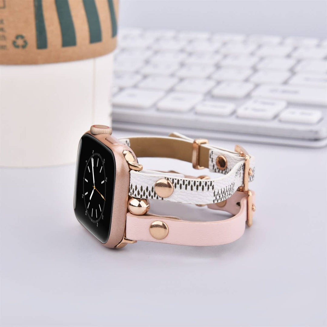 Damier Checkered Apple Watch Band Leather Strap