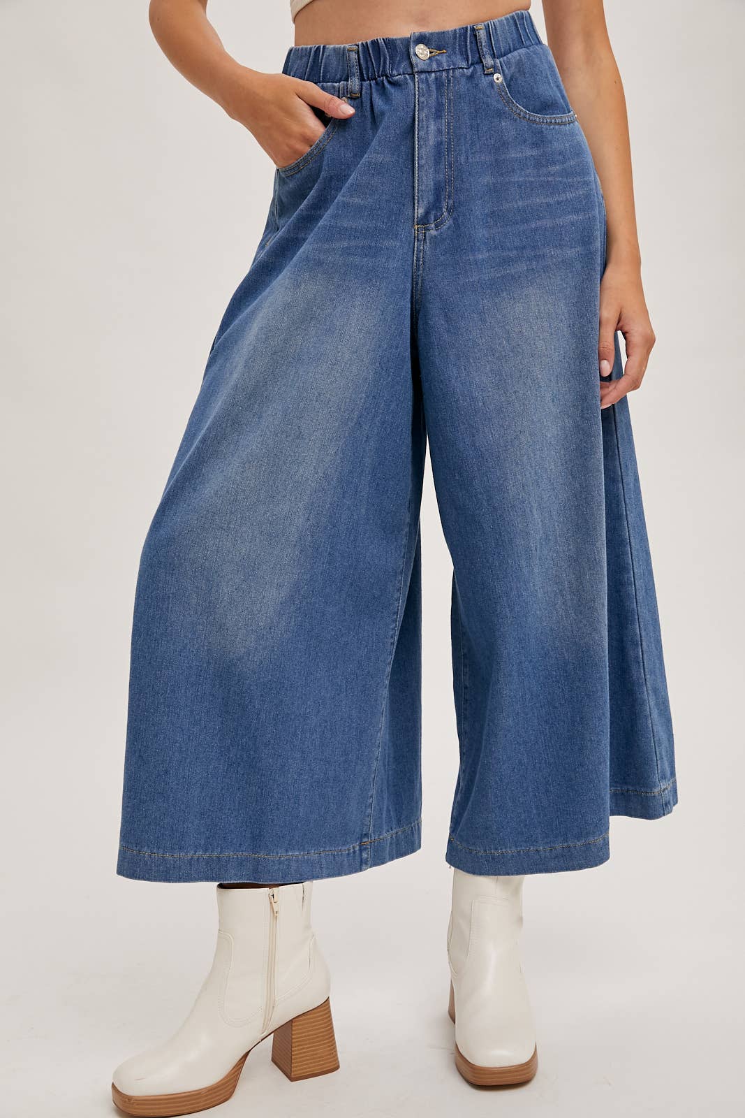 DENIM WIDE LEG CROP JEANS