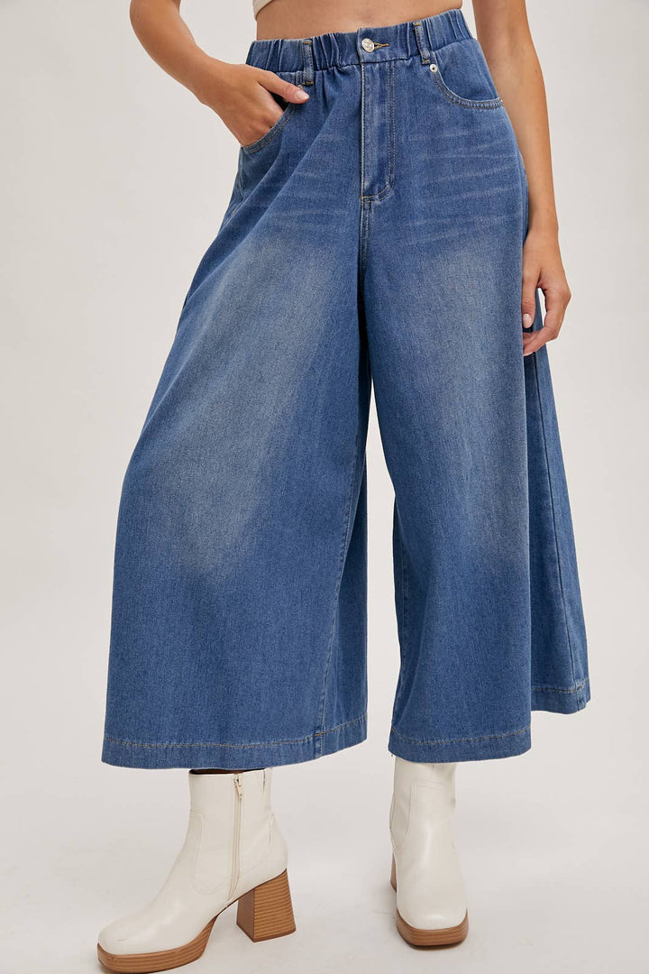 DENIM WIDE LEG CROP JEANS