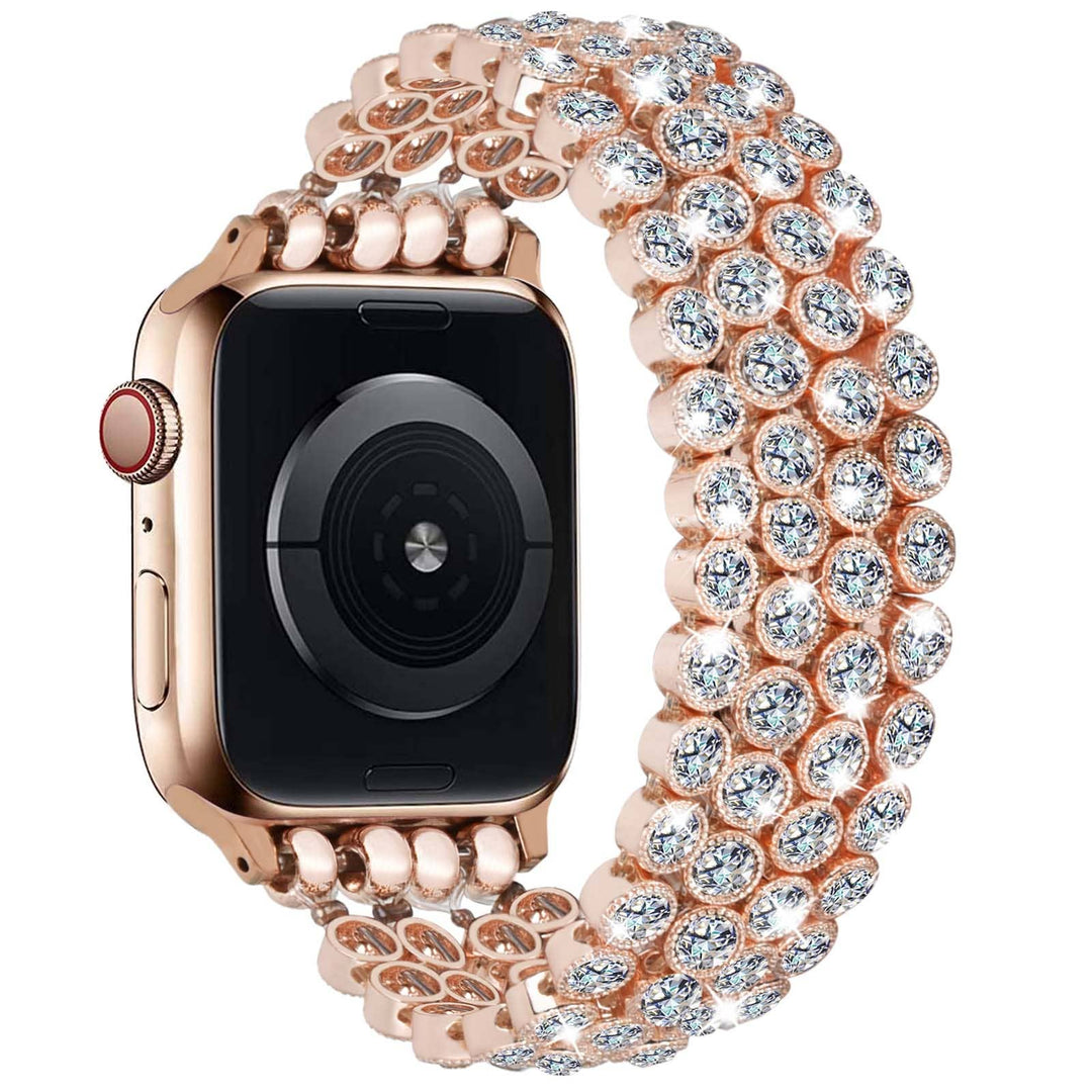Crystal Diamond Bling CZ Silver Stretch Elastic Apple Watch