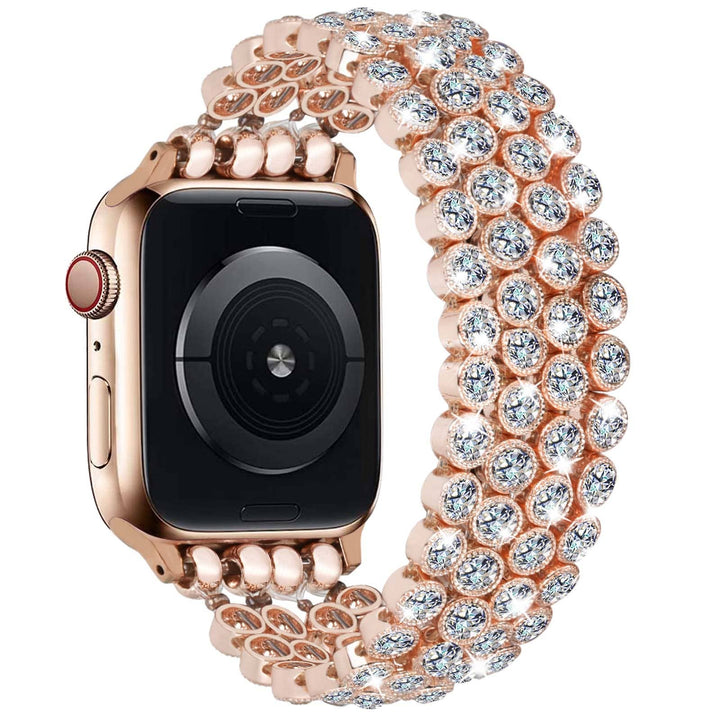 Crystal Diamond Bling CZ Silver Stretch Elastic Apple Watch