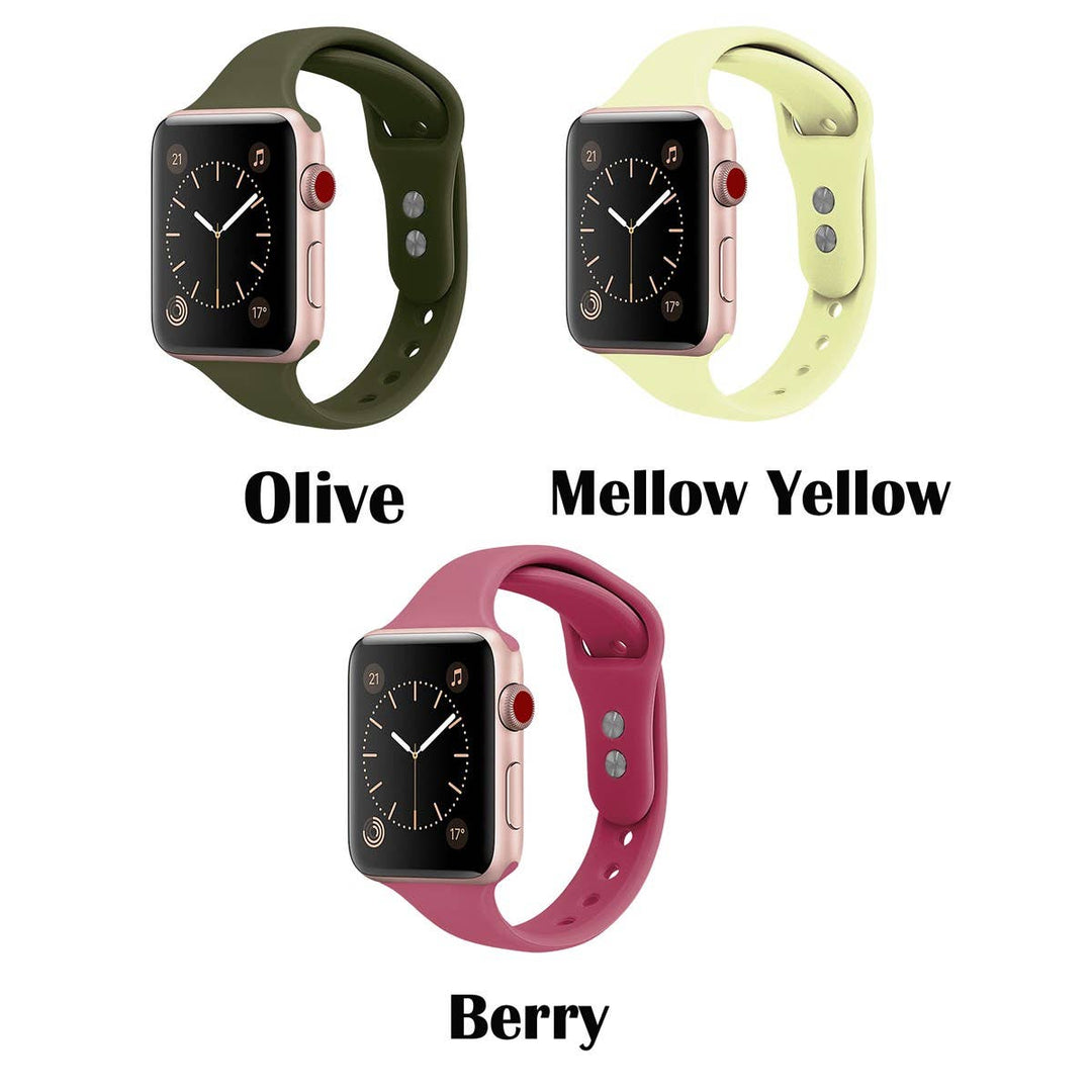 Solid Slim Apple Watch Silicone Bands