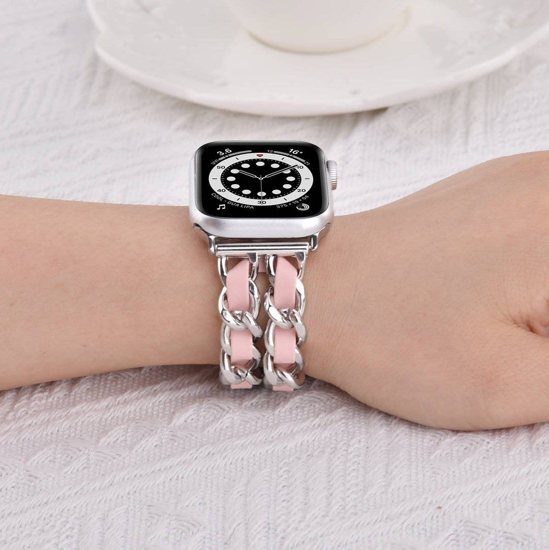 Braided Chain & Leather Apple Watch Band