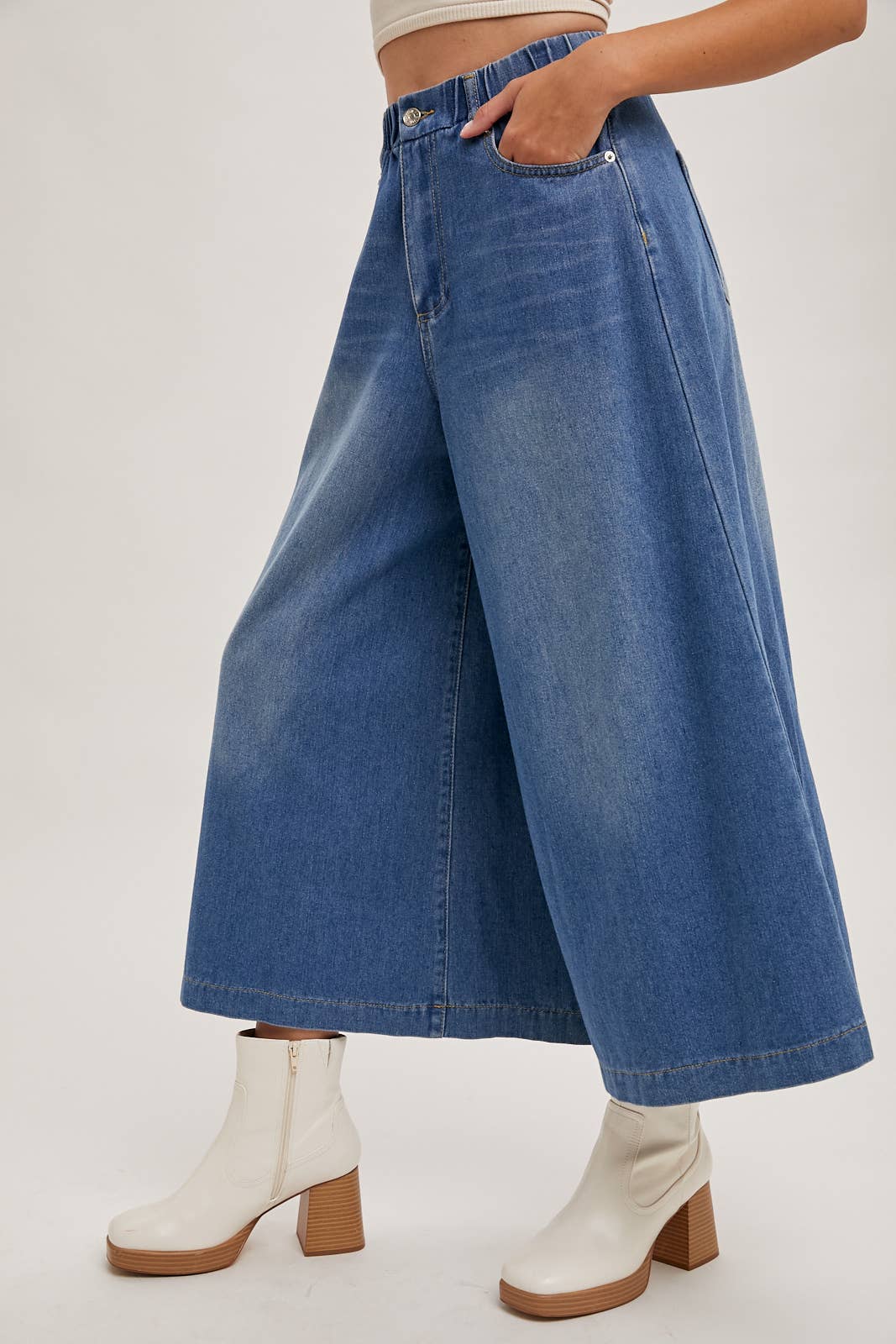 DENIM WIDE LEG CROP JEANS
