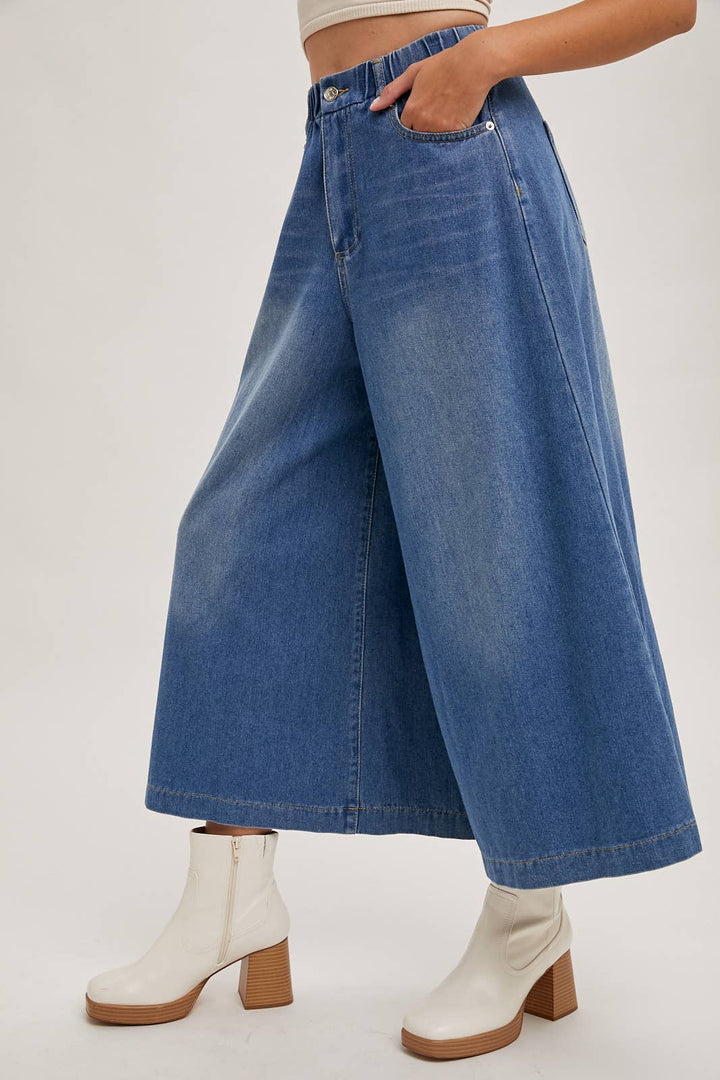 DENIM WIDE LEG CROP JEANS
