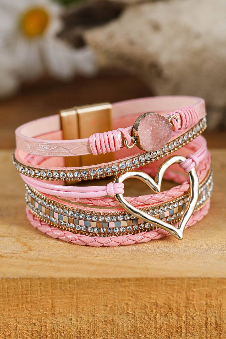 LDC Bohemian Heart Rhinestone Magnetic Buckle Bracelet