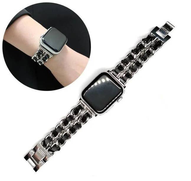 Braided Chain & Leather Apple Watch Band