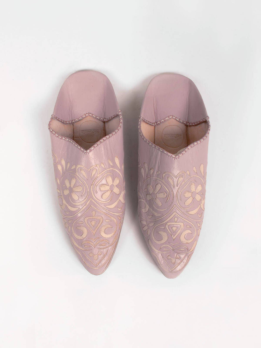 Moroccan Decorative Heart Babouche Slippers, Vintage Pink
