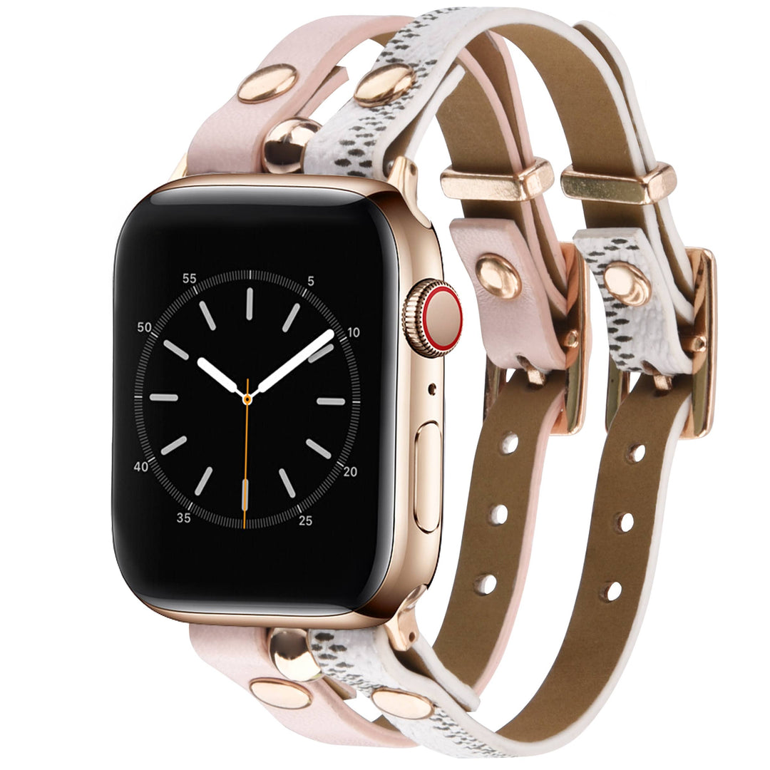 Damier Checkered Apple Watch Band Leather Strap