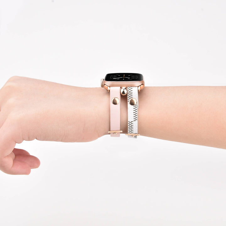 Damier Checkered Apple Watch Band Leather Strap