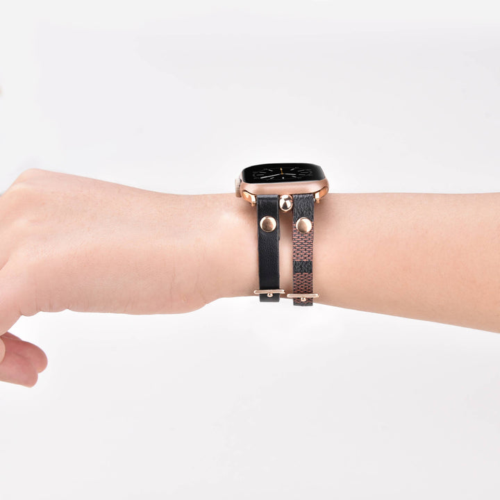 Damier Checkered Apple Watch Band Leather Strap