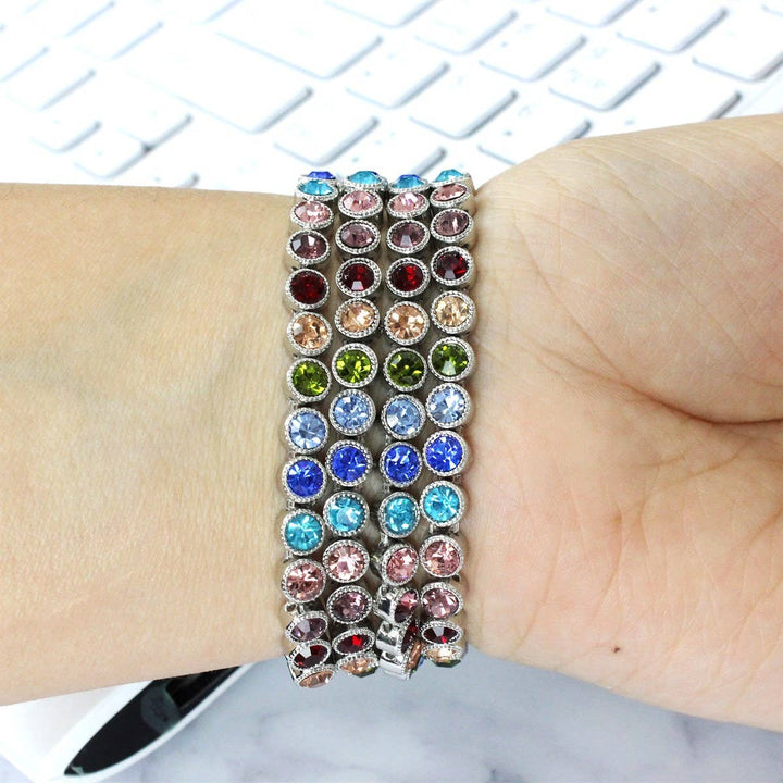 Crystal Diamond Bling CZ Silver Stretch Elastic Apple Watch