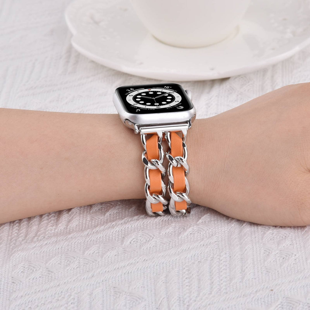 Braided Chain & Leather Apple Watch Band