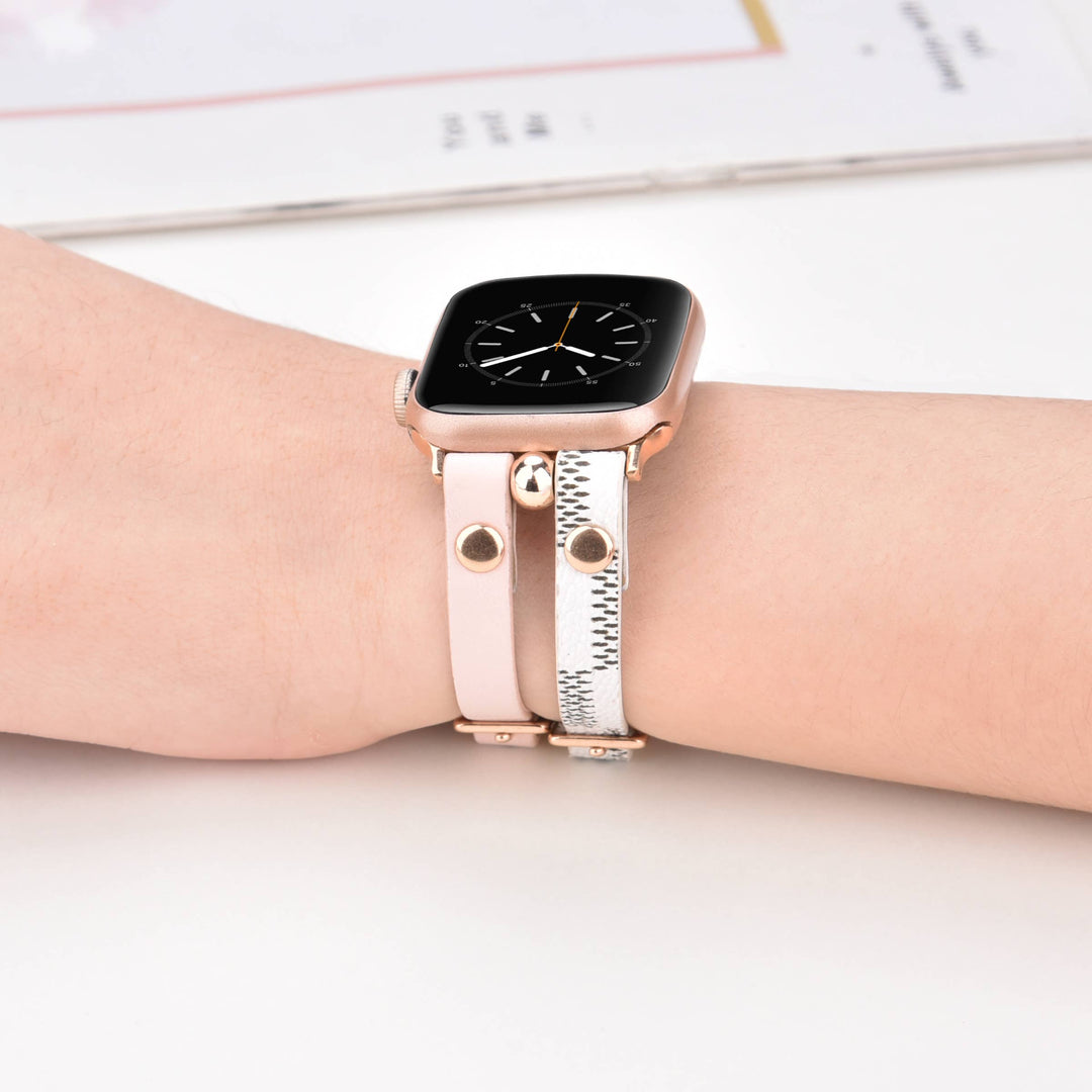 Damier Checkered Apple Watch Band Leather Strap