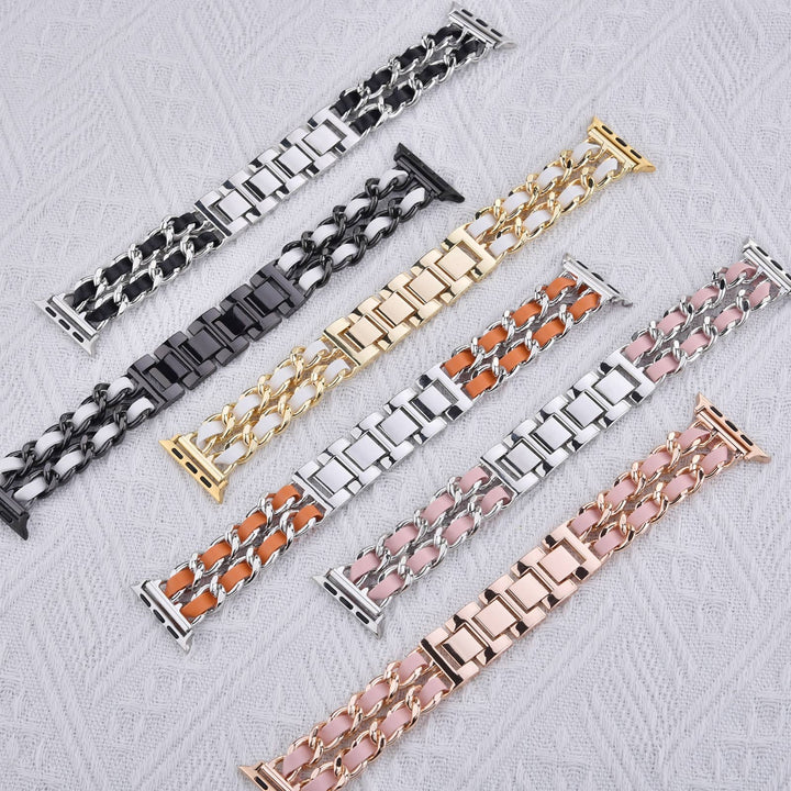 Braided Chain & Leather Apple Watch Band