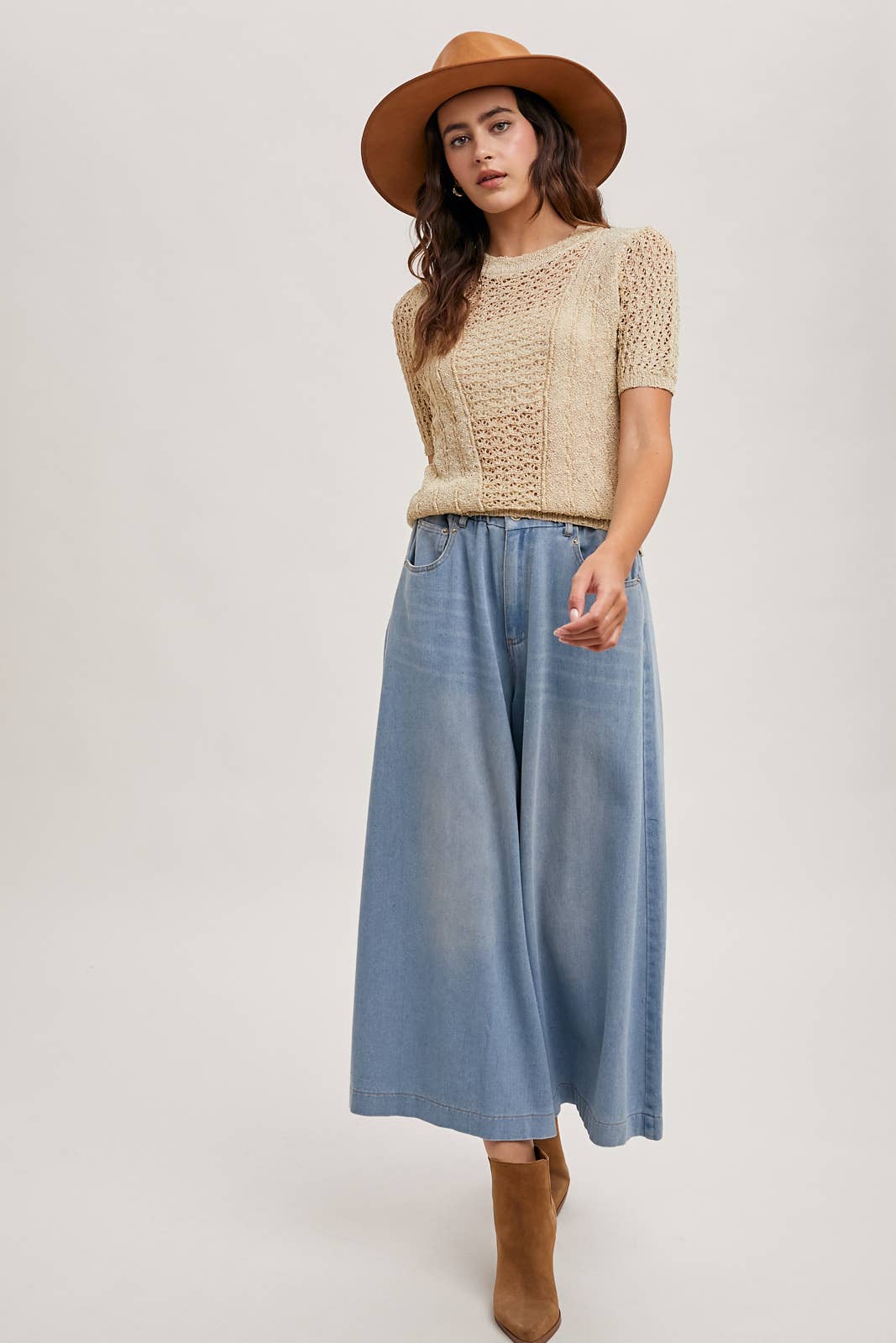 DENIM WIDE LEG CROP JEANS