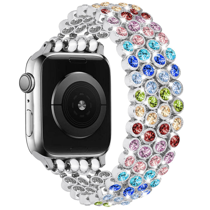 Crystal Diamond Bling CZ Silver Stretch Elastic Apple Watch