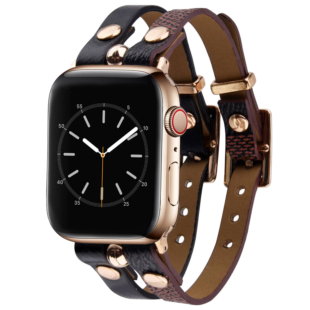 Damier Checkered Apple Watch Band Leather Strap