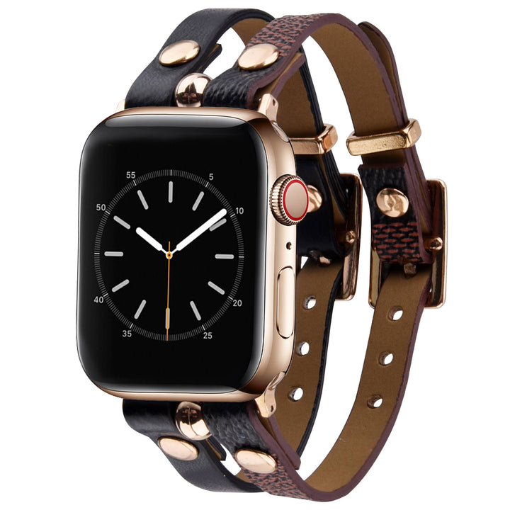 Damier Checkered Apple Watch Band Leather Strap